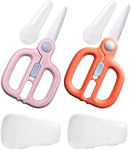 Baby Food Scissors Kids with Case Travel, Ceramic Kitchen Scissors for Food with Safety Lock, Baby Food Cutter (A) Artenny