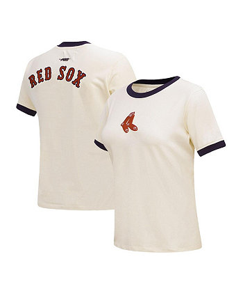 Women's Cream Boston Red Sox Retro Classic Ringer T-shirt Pro Standard