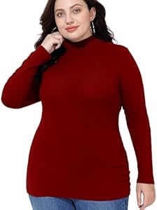 Женская Базовая майка FOREYOND Plus Size С высоким воротом с длинным рукавом FOREYOND