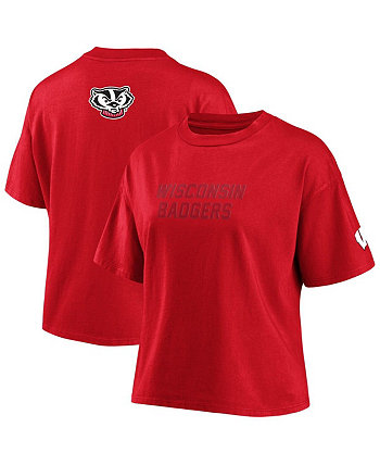 Женская красная укороченная футболка Wisconsin Badgers WEAR by Erin Andrews