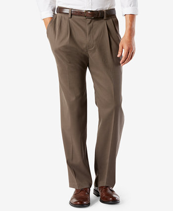 Мужские брюки стрейч цвета хаки с плиссировкой Easy Classic Dockers