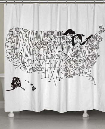 Занавеска для душа с надписью на карте США Laural Home