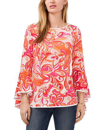 Petite Boat-Neck Bell-Sleeve Piped Top Sam & Jess
