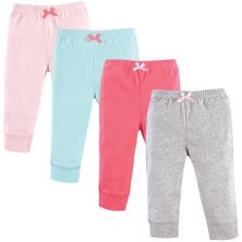 Luvable Friends Baby and Toddler Girl Cotton Pants 4pk, Coral Aqua Luvable Friends
