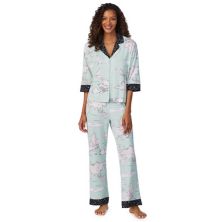 Women's Beauty Sleep Social Billie 3/4-Sleeve Notch Collar Top & Pajama Pants Sleep Set Beauty Sleep Social