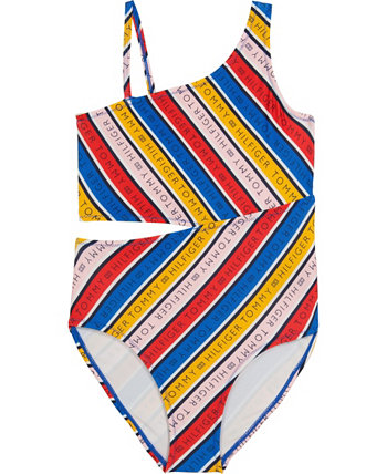 Слитный купальник в полоску с логотипом для новорожденных девочек Tommy Hilfiger