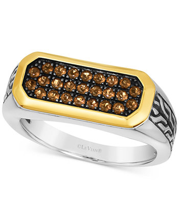 Men's Chocolate Quartz Cluster Ring (1/2 ct. t.w.) in 14k Gold & Sterling Silver Le Vian