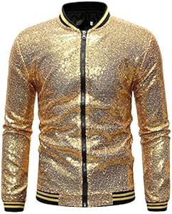 Мужская Бомбер Omoone Zip Up с пайетками Omoone