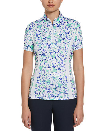 Women's Abstract Floral Print Short Sleeve Golf Shirt PGA TOUR