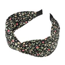 Retro Flower Knotted Headband Non-slip Wide for Girl Women Black 5&#34;x2.09&#34; Unique Bargains