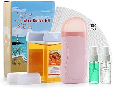 Roll On Wax Kit with Aloe Vera Soft Roller and Handheld Warmer for Hair Removal, Beth Lee Waxing Kit for Women and Men - Includes 100 Strips for Legs, Arms, Back and Larger Areas Beth lee