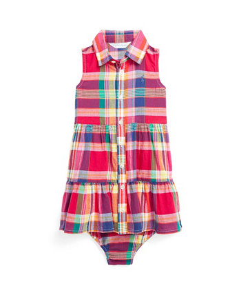 Baby Girls Cotton Madras Shirtdress and Bloomer, 2 Piece Set Ralph Lauren