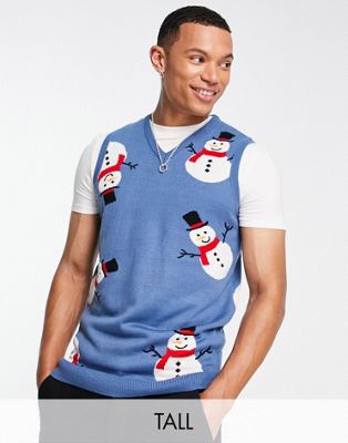 Синий джинсовый рождественский свитер Threadbare Tall Snowman Threadbare