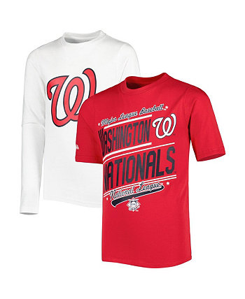 Красно-белый комбинированный комплект футболок Big Boys and Girls Washington Nationals Stitches