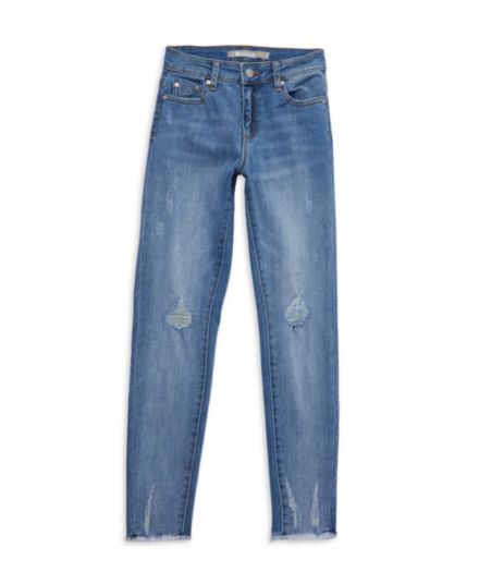 Укороченные джинсы с эффектом потертости для девочки Tractr