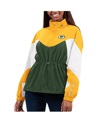 Женская зелено-золотая легкая куртка с молнией на четверть Green Bay Packers Tie Breaker G-III