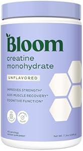 Bloom Nutrition Creatine Monohydrate Powder, 5g Micronized Creatine per Serving, Supports Muscle Recovery, Strength, Endurance, Pre or Post Workout, Gluten Free, Non GMO, Raspberry Lemon, 40 SVG, 9 oz Bloom Nutrition