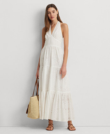 Women's Cotton Tiered Halter Dress LAUREN Ralph Lauren