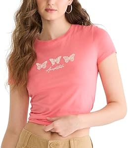 AEROPOSTALE Women's Butterflies Short Sleeve Graphic Tee Aeropostale