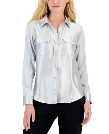 Женская блуза Utility с атласным воротником, созданная для Macy's Alfani