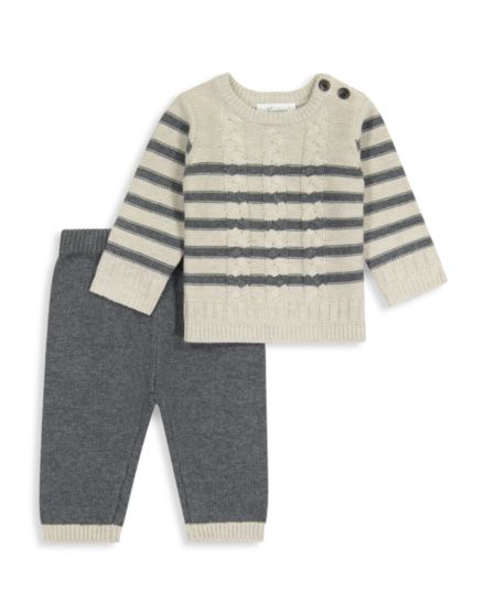Детский вязаный свитер косами из двух частей &amp;amp;amp;amp;amp; Комплект брюк Miniclasix
