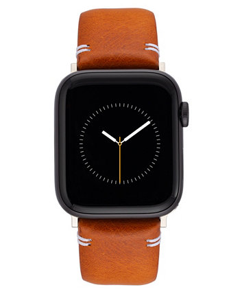 Мужской гладкий кожаный ремешок медово-коричневого цвета, совместимый с Apple Watch 42/44/45/Ultra/Ultra 2 Vince Camuto