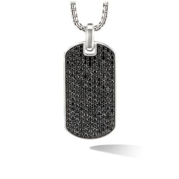 Коллекция Pavé из стерлингового серебра и серебра Подвеска Black Diamond Enhancer Tag David Yurman