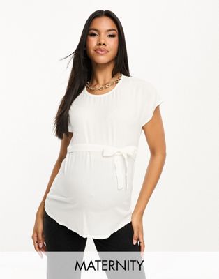Белая футболка с завязкой на талии Mamalicious Maternity MAMALICIOUS