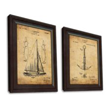 Морской набор из 2 предметов в рамке, патент США, настенное искусство Personal-Prints