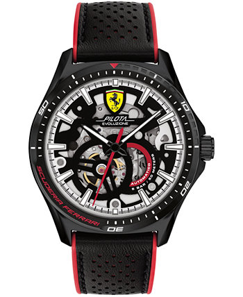Мужские автоматические часы Pilota Evo с черным кожаным ремешком, 44 мм Ferrari