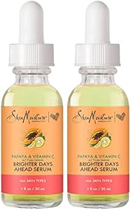 SheaMoisture Skin Care, Brighter Days Ahead Serum For All Skin Types, Even Skin Tone, Healthy Glow, Papaya and Vitamin C, Vitamin C Serum, Pack of 2-1 Oz Ea SheaMoisture