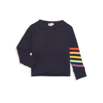 Little Girl's &amp; Girl's Rainbow Stripe Cropped T-Shirt Worthy Threads