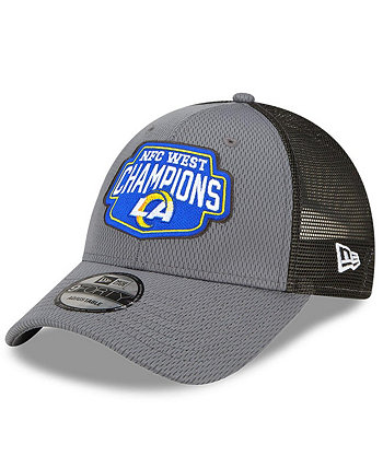 Men's Graphite Los Angeles Rams 2021 NFC West Division Champions 9FORTY Trucker Snapback Hat New Era