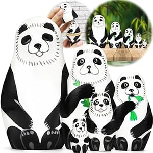 AEVVV Panda Nesting Dolls Set of 5 pcs - Panda Bear Gifts for Girls - Panda Decor - Matryoshka Dolls with Panda Figurines Aevvv