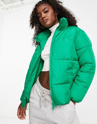 Ярко-зеленое стеганое пальто свободного кроя на молнии New Look New Look