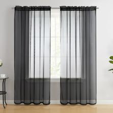 VCNY Home O’Hara Solid Black Rod Pocket Sheer 1 Window Curtain Panel VCNY HOME