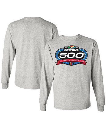 Мужская серая футболка с длинным рукавом и логотипом Daytona 500 2024 Checkered Flag Sports