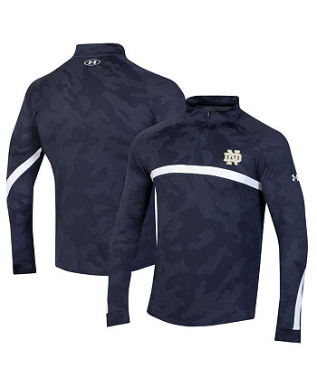 Мужская темно-синяя футболка Notre Dame Fighting Irish Gameday с камуфляжным принтом и молнией четверть четверти Under Armour