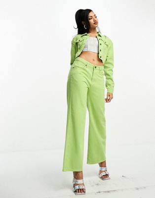 Светло-зеленые прямые джинсы Fae с низкой посадкой — часть комплекта FAE