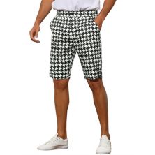 Houndstooth Shorts For Men's Father's Day Flat Front Plaid Print Chino Shorts Lars Amadeus