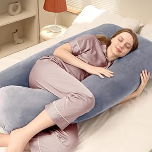 DOWNCOOL Pregnancy Pillow, U Shaped Body Pillow for Pregnancy, 55 Inch Grey Maternity Pillow with Removable Cover for Sleeping,Support for Back, Hips, Legs, Belly DOWNCOOL