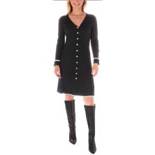 Women's Taylor Dress Ribbed Button Down Long Sleeve Sweater Dress TAYLOR DRESSES