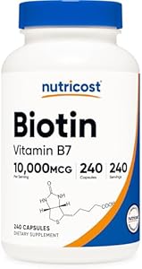 Nutricost Biotin (Vitamin B7) 10,000mcg (10mg) Vitamin Supplement, 240 Capsules - Vegetarian, Gluten Free, Quick Release, Non-GMO Nutricost