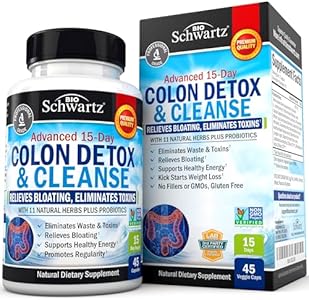 Colon Cleanser and Detox for Weight Loss & Digestive Support - 15 Day Fast-Acting Extra Strength Cleanse with Probiotic Fiber Plus Noni for Constipation Relief & Bloating Support, Non-GMO, 45 Count BioSchwartz