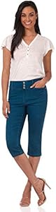 Rekucci Women's Secret Figure Denim Extra Comfort Jean Capri with Snap Detail Rekucci