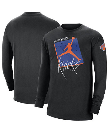 Мужская черная футболка New York Knicks Courtside Max 90 Vintage-Like Statement Edition с длинным рукавом Jordan