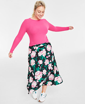 Женская плиссированная юбка-миди с цветочным принтом, созданная для Macy's On 34th