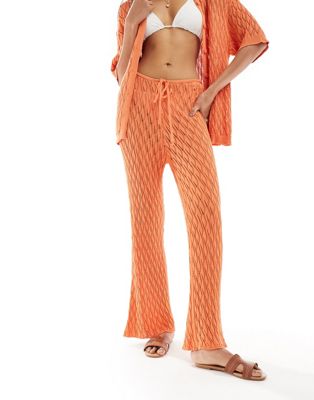 SNDYS crochet flared pants in orange - part of a set SNDYS