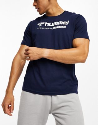 Синяя футболка классического кроя с объемным логотипом Hummel Hummel