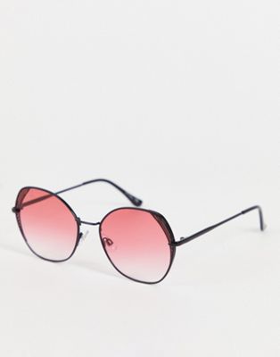 Jeepers Peepers hex shape sunglasses in black and pink Jeepers Peepers